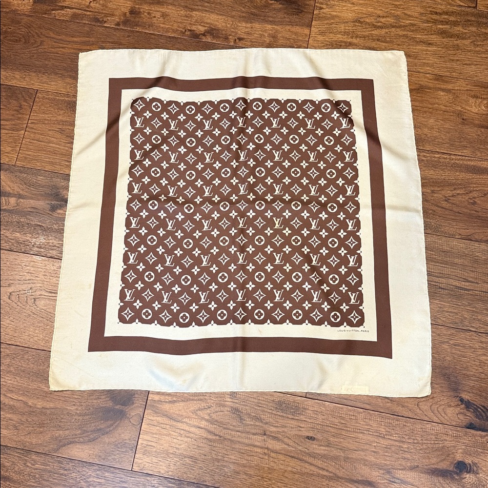 Louis Vuitton Monogram Silk Scarf Brown Neutral